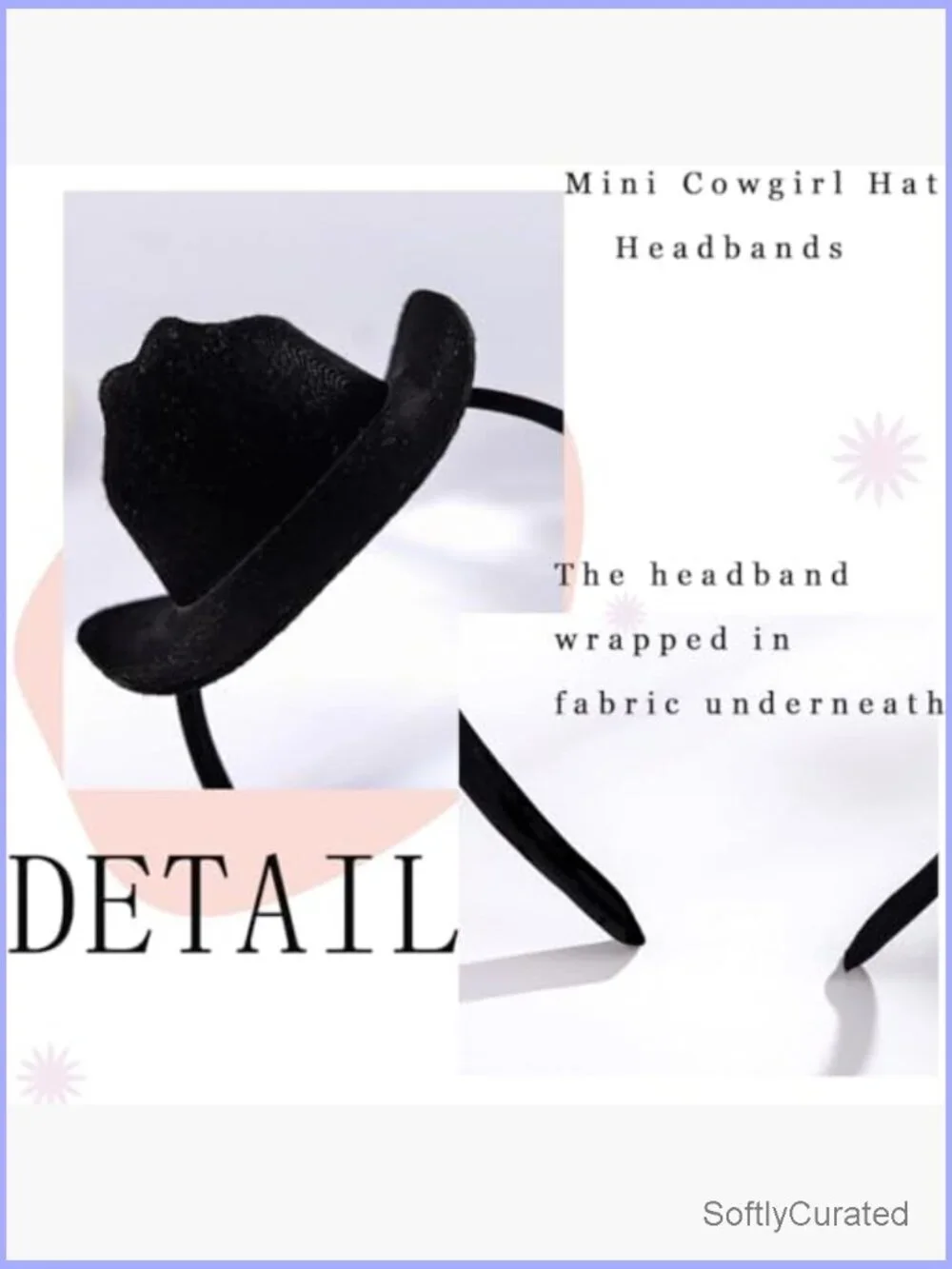 2 Pc Cowgirl Hat Headband Set Mini Cowboy Hat Hair Accessory